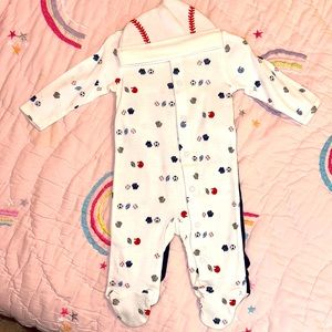 Carter’s boys football baseball soccer sleepwear. 3 months old.